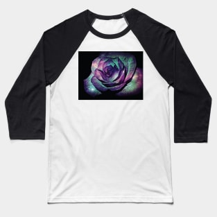 Floral Glitter Galaxy Purple Blue and Pink Rose Flower from Beautiful Blooming Botanical Garden in Nature with Minimal Style during Spring Summer Baseball T-Shirt